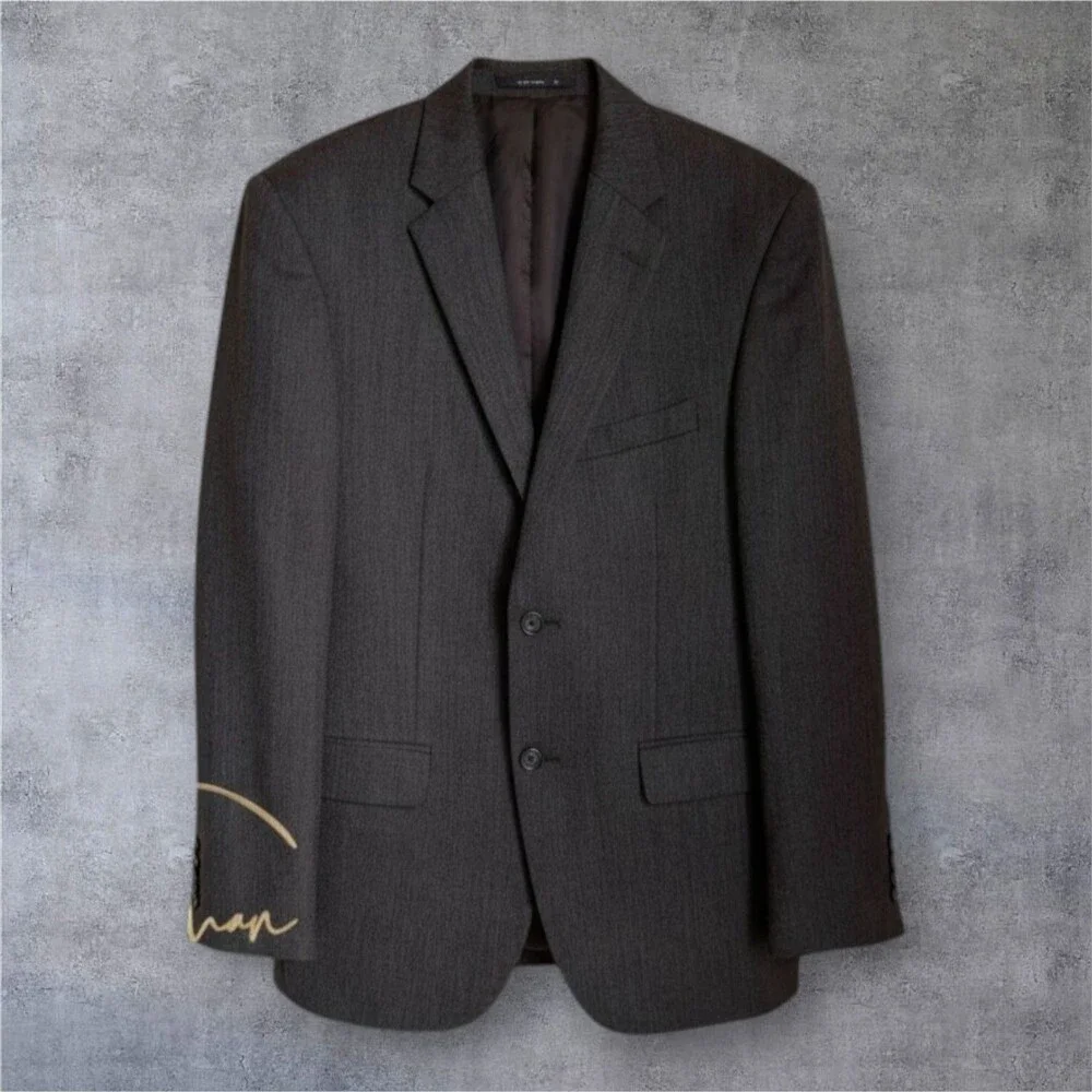 KENNETH COLE Slim Fit Mens Blazer Sport Coat Two Button Jacket 40L WOOL Brown